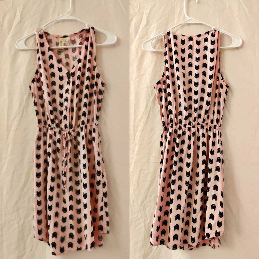 Women's Mimi chica, size small, casual dress, black cat print